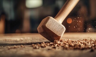 Mallet on Wood Shavings