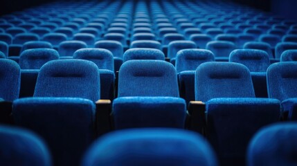 Naklejka premium Empty Blue Cinema Seats: Awaiting the Show