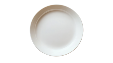 A simple, empty white plate isolated on a black background, perfect for showcasing culinary creations.