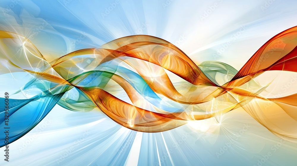 Poster abstract colorful waves flowing harmoniously, creating a mesmerizing background.