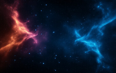 Fototapeta premium stunning cosmic scene featuring vibrant red and blue nebulae against starry background, evoking sense of wonder and exploration