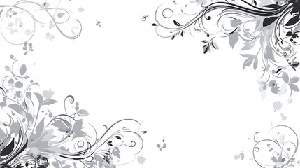 Elegant floral design elements decorate a white colored background