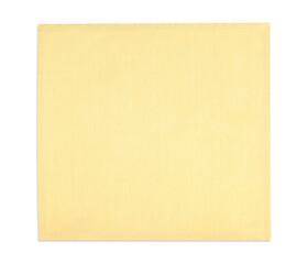 Light yellow napkin isolated on white, top view