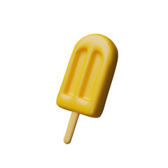 3d right frozen ice cream. Three-dimensional vector illustration summer food sweet dessert. Realistic tasty cool snack. Milk popsicle gelato on the stick. Fruit sorbet eskimo.