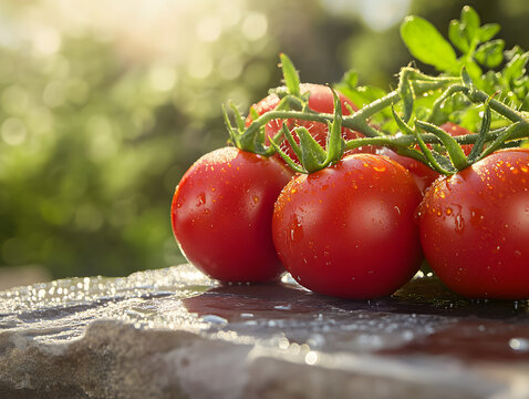 fresh tomatoes on the vine