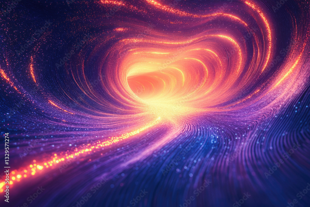 Poster a swirling vortex of vibrant light and energy, creating a mesmerizing tunnel of cosmic proportions.