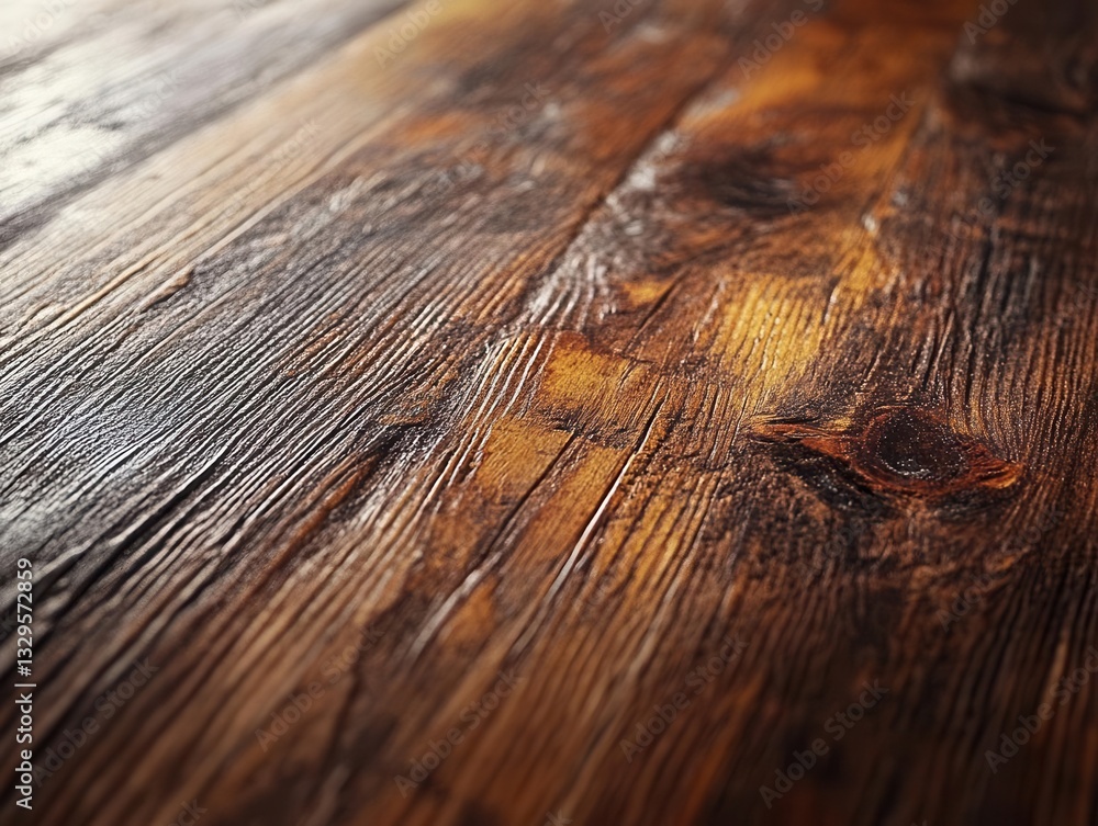 Poster rustic empty wooden table with a softly blurred bar or pub background ideal for elegant product disp