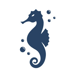 silhouette seahorse blue, vector eps 10