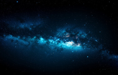 Obraz premium stunning starry sky background featuring vibrant galaxy with bright stars and deep blue hues, perfect for creating sense of wonder and exploration