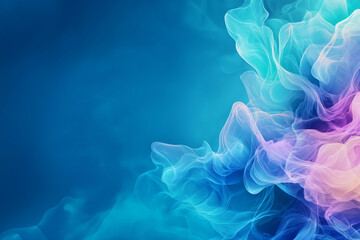 Obraz premium Soft blue and pink abstract background with flowing smoke like textures, creating serene and calming atmosphere. Ideal for digital art or design projects