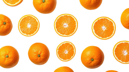 Fresh oranges and slices arranged on a black background, showcasing vibrant colors and textures.