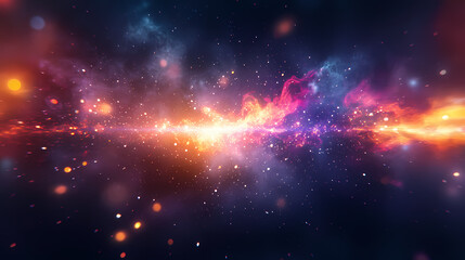 Cosmic explosion of colorful lights in the darkness of space, light show, universe, sparks. Cosmic Sparks. Illustration