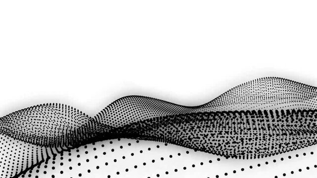 Abstract black dot wave technology with light digital effect corporate concept. Looping animated background red made from trapcode form