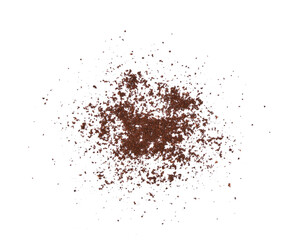 top view of Coffee powder isolated on white background