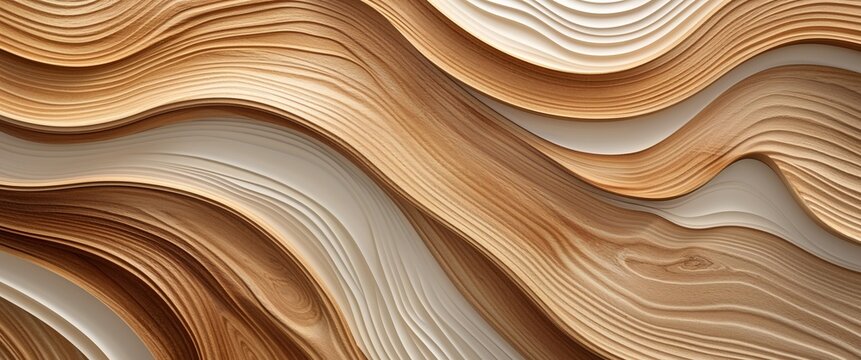 Abstract Textured Wood Panel with Natural Warm Tones and Curves.