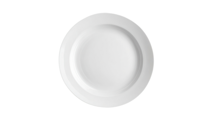 White dinner plate isolated on a clean background, perfect for showcasing culinary delights or restaurant menus.