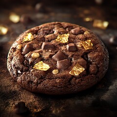 Fototapeta premium Decadent Chocolate Cookie with Gold Leaf Topping