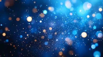 Glittering lights and stars against a deep blue backdrop, dreamy, glitter, cosmic. Cosmic Sparks. Illustration