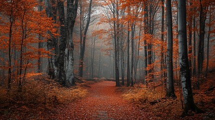 Vibrant Autumn Forest Scene in 16:9 Aspect Ratio for Professional Use