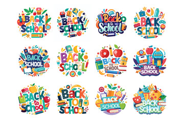 Fototapeta premium Back to School Typography T-Shirt Design Bundle