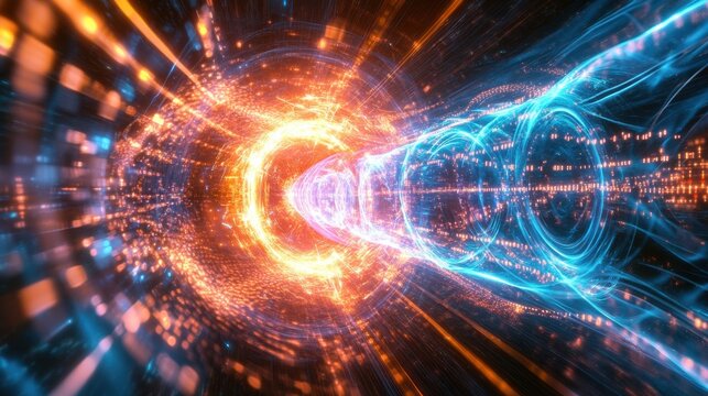 Quantum Machine Glowing with Binary Data Streams