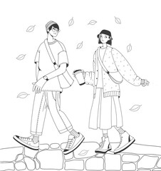 Couple Walking Down the Street in Warm Tones