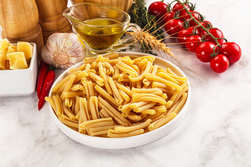 Raw dry Italian pasta - casarecce