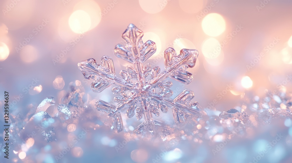 Poster frosted snowflake in soft bokeh light