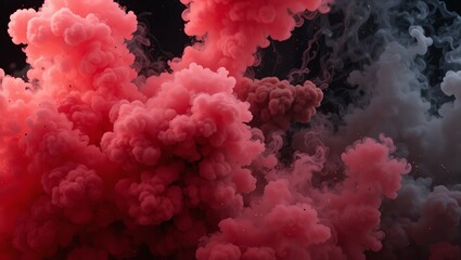 Vibrant red smoke billows against a dark background, creating a dramatic and eye-catching visual for design and art projects.