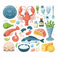 seafood, fish, food, illustration, vector, restaurant, menu, sea, dinner, vintage, fresh, sketch, ocean, design, retro, meal, lunch, background, ink, shrimp, drawing, market, graphic, lobster, marine,