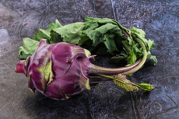Ripe fresh violet kohlrabi cabbage