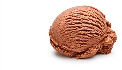 Obraz premium Single Scoop of Rich Brown Chocolate Ice Cream on White Background