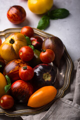 Assortment of different color tomatoes