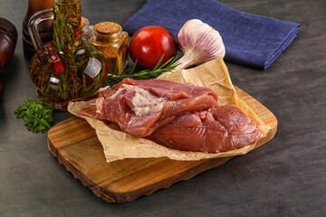 Raw uncooked turkey thigh fillet