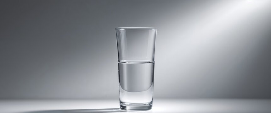 glass half full or half empty concept with contrasting background