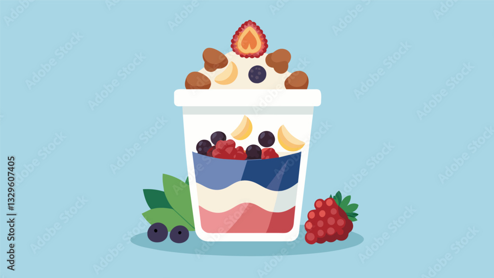 Poster build your own yogurt parfait with a selection of toppings like granola dried fruit and berries.. ve