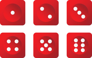 Casino dice icons. Dice sides or dice faces. Vector illustration
