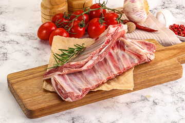 Raw lamb ribs rack for cooking