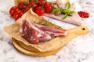 Raw lamb shank for cooking