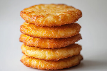 A tall stack of golden, crispy fried chicken piled high in a mouthwatering display.