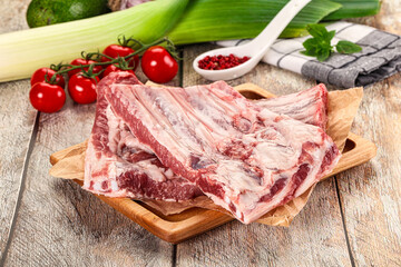 Raw pork ribs for cooking