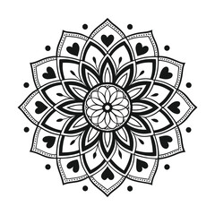  Pattern in the form of a mandala. Henna tattoo mandala. Mehndi style. Decorative pattern in oriental style. Coloring book page.