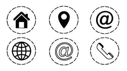 business and contact icons set isolated on white, phone, email, location, and web icons pack

