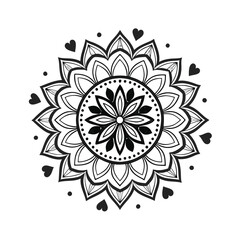  Pattern in the form of a mandala. Henna tattoo mandala. Mehndi style. Decorative pattern in oriental style. Coloring book page.