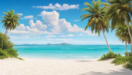 Obraz premium An Inviting Scene of a Pristine Tropical Beach with Crystal Clear Waters