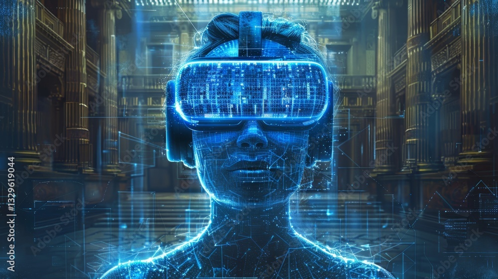 Poster exploring virtual and augmented reality technologies in the judiciary for trial simulations and lega