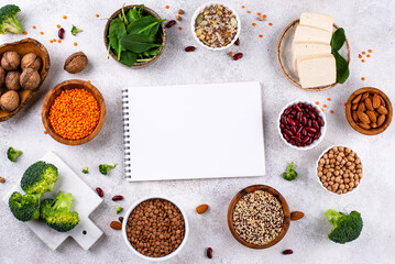 Asortment of plant based vegan protein products