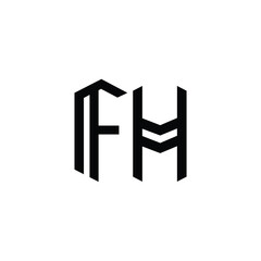 FH monogram logo design letter text name symbol monochrome logotype alphabet character simple logo