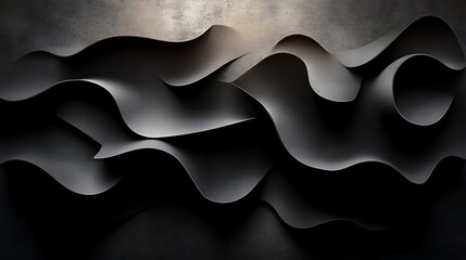 Fototapeta premium Abstract Dark Grey Wavy Layers Design