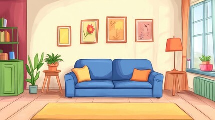 Cozy Living Room Illustration: A Relaxing and Inviting Space